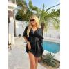 Ekouaer Womens Swimsuit Coverup 2026 Sheer Chiffon Floral Print Sexy Bathing Suit Cover Up Swimwear Beachwear(Black)