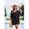 Ekouaer Womens Swimsuit Coverup 2026 Sheer Chiffon Floral Print Sexy Bathing Suit Cover Up Swimwear Beachwear(Black)