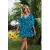 Ekouaer Womens Swimsuit Coverup 2026 Sheer Chiffon Floral Print Sexy Bathing Suit Cover Up Swimwear Beachwear(Green Water Ripples)