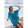 Ekouaer Womens Swimsuit Coverup 2026 Sheer Chiffon Floral Print Sexy Bathing Suit Cover Up Swimwear Beachwear(Green Water Ripples)