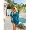 Ekouaer Womens Swimsuit Coverup 2026 Sheer Chiffon Floral Print Sexy Bathing Suit Cover Up Swimwear Beachwear(Green Water Ripples)