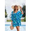 Ekouaer Womens Swimsuit Coverup 2026 Sheer Chiffon Floral Print Sexy Bathing Suit Cover Up Swimwear Beachwear(Mixed Blue)