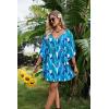 Ekouaer Womens Swimsuit Coverup 2026 Sheer Chiffon Floral Print Sexy Bathing Suit Cover Up Swimwear Beachwear(Mixed Blue)