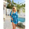 Ekouaer Womens Swimsuit Coverup 2026 Sheer Chiffon Floral Print Sexy Bathing Suit Cover Up Swimwear Beachwear(Mixed Blue)