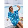 Ekouaer Womens Swimsuit Coverup 2026 Sheer Chiffon Floral Print Sexy Bathing Suit Cover Up Swimwear Beachwear(Mixed Blue)
