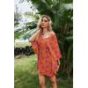 Ekouaer Womens Swimsuit Coverup 2026 Sheer Chiffon Floral Print Sexy Bathing Suit Cover Up Swimwear Beachwear(Orange Floarl)