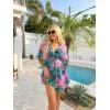 Ekouaer Womens Swimsuit Coverup 2026 Sheer Chiffon Floral Print Sexy Bathing Suit Cover Up Swimwear Beachwear(Pink Coconut Tree)