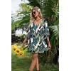Ekouaer Womens Swimsuit Coverup 2026 Sheer Chiffon Floral Print Sexy Bathing Suit Cover Up Swimwear Beachwear(Tropical Leaf)