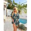 Ekouaer Womens Swimsuit Coverup 2026 Sheer Chiffon Floral Print Sexy Bathing Suit Cover Up Swimwear Beachwear(Tropical Leaf)