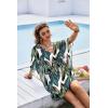Ekouaer Womens Swimsuit Coverup 2026 Sheer Chiffon Floral Print Sexy Bathing Suit Cover Up Swimwear Beachwear(Tropical Leaf)