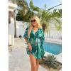 Ekouaer Womens Swimsuit Coverup 2026 Sheer Chiffon Floral Print Sexy Bathing Suit Cover Up Swimwear Beachwear(Turtle)