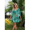 Ekouaer Womens Swimsuit Coverup 2026 Sheer Chiffon Floral Print Sexy Bathing Suit Cover Up Swimwear Beachwear(Turtle)
