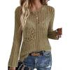 Ekouaer Womens Crochet Cover up Top Hollow Out Floral Beach Cover ups 2026 Summer Sweater Vacation Cruise Outfits S-2XL(Khaki)