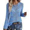 Ekouaer Womens Crochet Cover up Top Hollow Out Floral Beach Cover ups 2026 Summer Sweater Vacation Cruise Outfits S-2XL(Light Blue)
