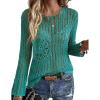 Ekouaer Womens Crochet Cover up Top Hollow Out Floral Beach Cover ups 2026 Summer Sweater Vacation Cruise Outfits S-2XL(Porcelain Green)