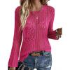 Ekouaer Womens Crochet Cover up Top Hollow Out Floral Beach Cover ups 2026 Summer Sweater Vacation Cruise Outfits S-2XL(Rose Pink)