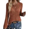 Ekouaer Womens Crochet Cover up Top Hollow Out Floral Beach Cover ups 2026 Summer Sweater Vacation Cruise Outfits S-2XL(Terracotta)