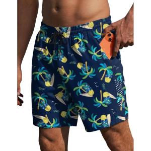 Ekouaer Mens Swim Trunks 7 Inch Quick Dry Breathable Board Shorts Beach Bathing Suit Lightweight Swimsuit Swimwear(Sunglass Pineapple)