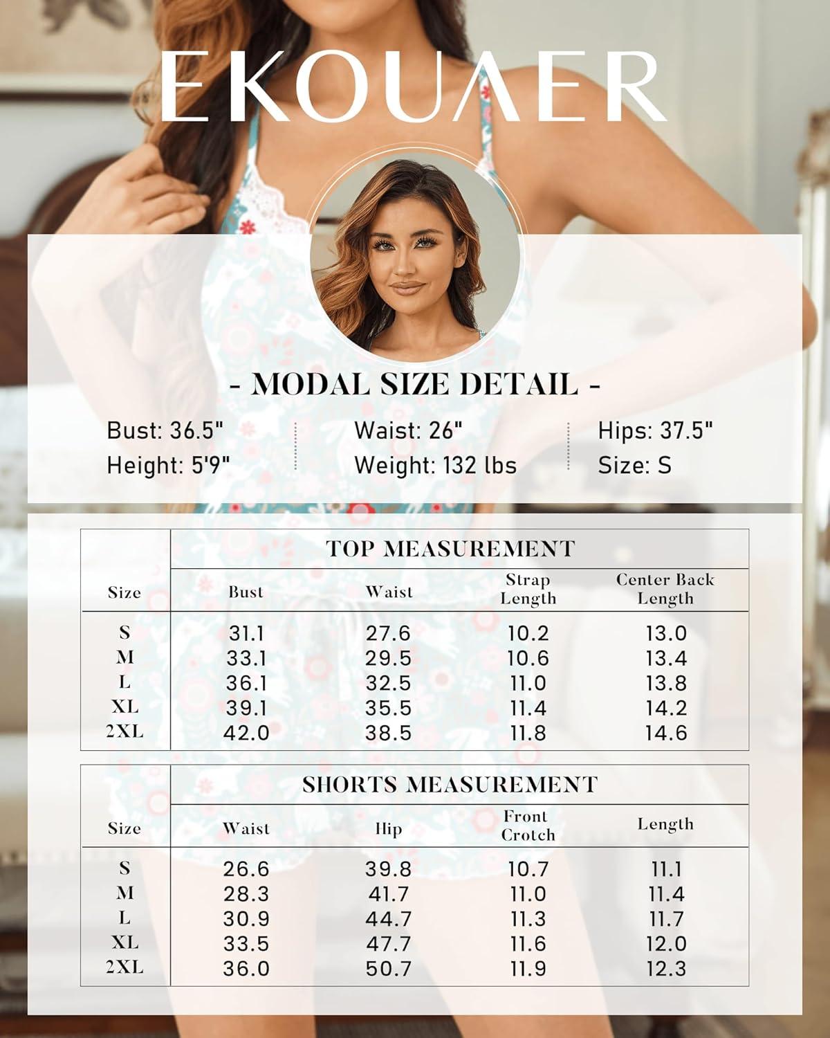 imageEkouaer Womens Pajama Sets 2 Piece Sexy Lingerie Sleepwear with Pockets Lightweight Lace Cami Shorts Adjustable Straps PjsOcean Animals