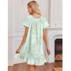 Ekouaer Cotton Nightgowns for Women Vintage Victorian Night Gowns Short Sleeve Sleep Shirts Lace Sleep Dress Soft Sleepwear(Floral Green)