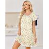 Ekouaer Cotton Nightgowns for Women Vintage Victorian Night Gowns Short Sleeve Sleep Shirts Lace Sleep Dress Soft Sleepwear(Floral Yellow)