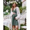 Ekouaer Labor and Delivery Gown for Hospital Short Sleeve Maternity Nursing Dress Nightgown with Button S-XXL(Deep Army Green)