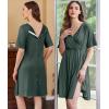 Ekouaer Labor and Delivery Gown for Hospital Short Sleeve Maternity Nursing Dress Nightgown with Button S-XXL(Deep Army Green)
