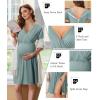 Ekouaer Labor and Delivery Gown for Hospital Short Sleeve Maternity Nursing Dress Nightgown with Button S-XXL(Dusty Green)
