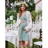 Ekouaer Labor and Delivery Gown for Hospital Short Sleeve Maternity Nursing Dress Nightgown with Button S-XXL(Dusty Green)