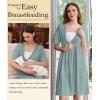 Ekouaer Labor and Delivery Gown for Hospital Short Sleeve Maternity Nursing Dress Nightgown with Button S-XXL(Dusty Green)