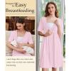 Ekouaer Labor and Delivery Gown for Hospital Short Sleeve Maternity Nursing Dress Nightgown with Button S-XXL(Light Pink)