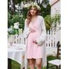 Ekouaer Labor and Delivery Gown for Hospital Short Sleeve Maternity Nursing Dress Nightgown with Button S-XXL(Light Pink)