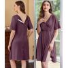 Ekouaer Labor and Delivery Gown for Hospital Short Sleeve Maternity Nursing Dress Nightgown with Button S-XXL(Purple Red)