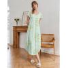 Ekouaer Long Nightgowns for Women Bamboo Viscose Sleepshirt Short Sleeve Night Gown V Neck House Dress(Floral Mint Green)