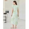 Ekouaer Long Nightgowns for Women Bamboo Viscose Sleepshirt Short Sleeve Night Gown V Neck House Dress(Floral Mint Green)