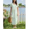 Ekouaer Long Nightgowns for Women Bamboo Viscose Sleepshirt Short Sleeve Night Gown V Neck House Dress(Floral Mint Green)