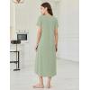 Ekouaer Long Nightgowns for Women Bamboo Viscose Sleepshirt Short Sleeve Night Gown V Neck House Dress(Light Green)