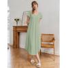 Ekouaer Long Nightgowns for Women Bamboo Viscose Sleepshirt Short Sleeve Night Gown V Neck House Dress(Light Green)