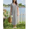 Ekouaer Long Nightgowns for Women Bamboo Viscose Sleepshirt Short Sleeve Night Gown V Neck House Dress(Light Grey)