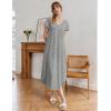 Ekouaer Long Nightgowns for Women Bamboo Viscose Sleepshirt Short Sleeve Night Gown V Neck House Dress(Light Grey)