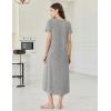 Ekouaer Long Nightgowns for Women Bamboo Viscose Sleepshirt Short Sleeve Night Gown V Neck House Dress(Light Grey)