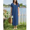 Ekouaer Long Nightgowns for Women Bamboo Viscose Sleepshirt Short Sleeve Night Gown V Neck House Dress(Peacock Blue)
