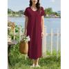 Ekouaer Long Nightgowns for Women Bamboo Viscose Sleepshirt Short Sleeve Night Gown V Neck House Dress(Red)