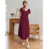 Ekouaer Long Nightgowns for Women Bamboo Viscose Sleepshirt Short Sleeve Night Gown V Neck House Dress(Red)