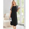 Ekouaer Nightgowns for Women Bamboo Viscose House Dress Long Night Gowns Short Sleeve Sleepdress Soft Sleepwear S-4XL(Black)