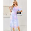 Ekouaer Nightgowns for Women Bamboo Viscose House Dress Long Night Gowns Short Sleeve Sleepdress Soft Sleepwear S-4XL(Blue & Purple Tie Dye)