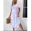 Ekouaer Nightgowns for Women Bamboo Viscose House Dress Long Night Gowns Short Sleeve Sleepdress Soft Sleepwear S-4XL(Blue & Purple Tie Dye)
