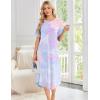 Ekouaer Nightgowns for Women Bamboo Viscose House Dress Long Night Gowns Short Sleeve Sleepdress Soft Sleepwear S-4XL(Blue & Purple Tie Dye)