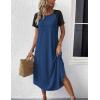 Ekouaer Nightgowns for Women Bamboo Viscose House Dress Long Night Gowns Short Sleeve Sleepdress Soft Sleepwear S-4XL(Blue)