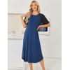Ekouaer Nightgowns for Women Bamboo Viscose House Dress Long Night Gowns Short Sleeve Sleepdress Soft Sleepwear S-4XL(Blue)